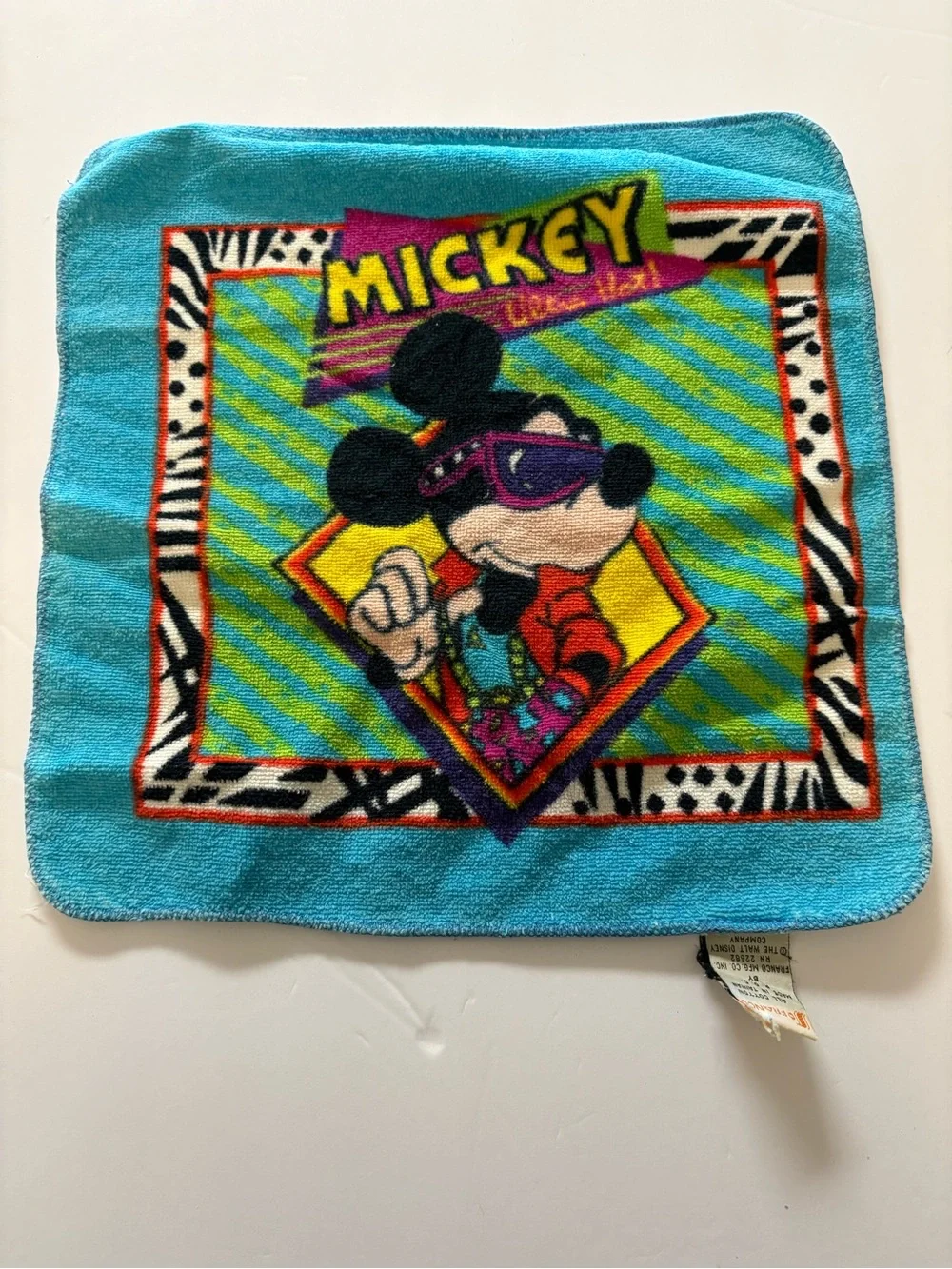 Vintage Mickey Mouse Bright Aqua Hand Towel